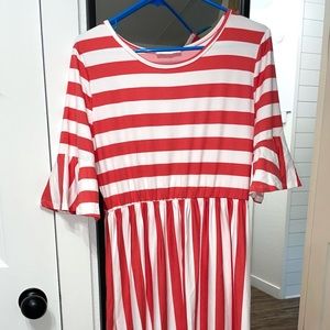 NWT Midi dress with ruffle asymmetrical hem